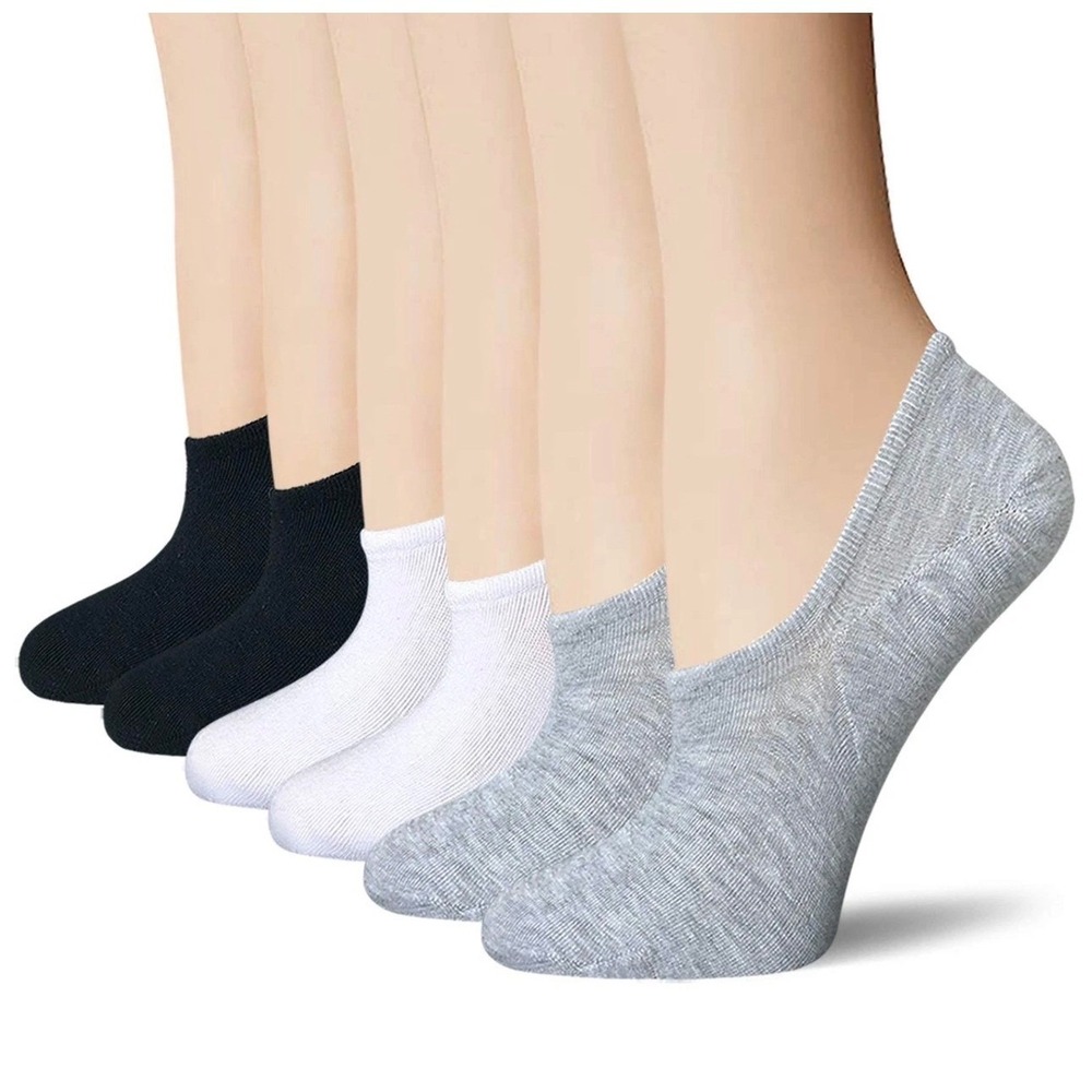 Bering Womens Low Cut No Show Socks 3 Pairs Black Grey Medium New